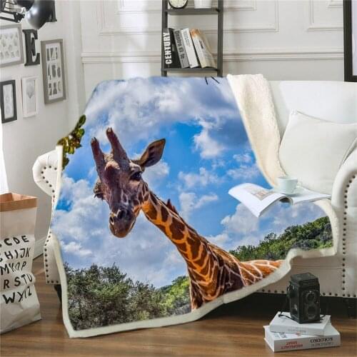 Giraffe 3D Printed Fleece blanket for Picnic Thick Fashionable Bedspread Sherpa Throw Blanket Drop Shipping