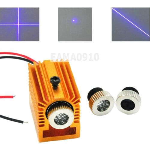 Focusable 10mW 405nm Dot/Line/Cross Violet/Blue Laser Diode Module w/ Heatsink