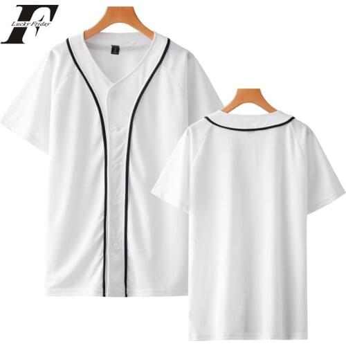 Japan harajuku Solid Color t shirts Women/Men Single Breasted TShirt Summer short sleeve T Shirt Baseball Jersey Teen Clothes