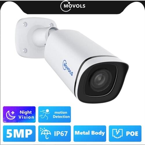 MOVOLS 5MP IP POE Camera Colorful Night Vision Waterproof Audio ONVIF P2P Metal Case Security Outdoor Surveillance CCTV Camera