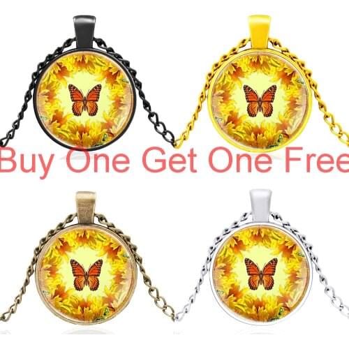 Classic Butterfly Design Glass Dome Charm Pendant Necklace Men Women Cool Jewelry Accessories Gifts