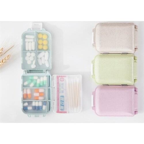 Pill Box Wheat Sealed 10 Grids Pill Container Organizer Health Care Drug Travel Divider 7 Day Pill Storage Bag Travel Pill Cases