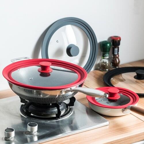 Multifunctional Tempered Glass Lid Pot Explosion-Proof Drop-Proof Visualization Silicone Edge Kitchen Utensils Cookware Parts