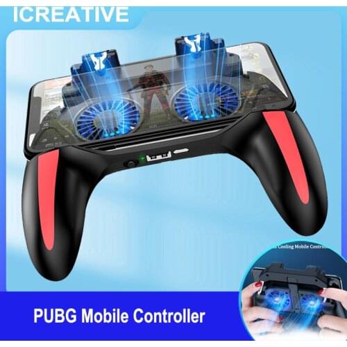 PUBG mobile controller with double fan cooling for iphone ios android phone game pad free fire with 2500mah / 5000mah power bank