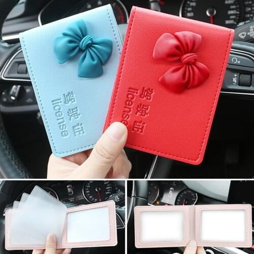 Fashion Cute Bows Driver License Cover Pu Leather on Cover for Car Driving Documents Business ID Credit Card Holder Wallet Case
