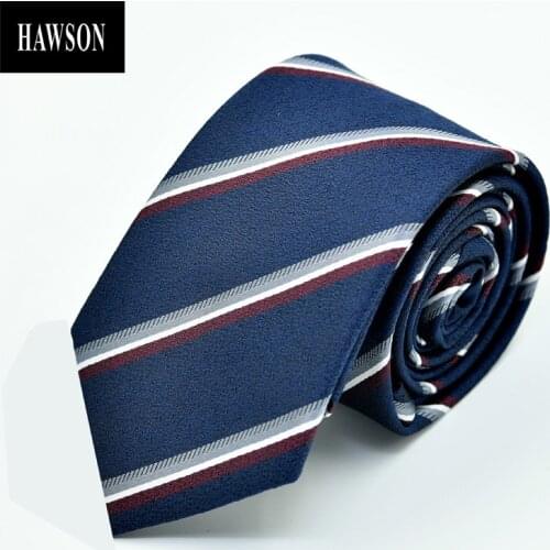 HAWSON Wide Blue Striped Tie for Men, Mens 7cm Arrow Necktie, Formal Narrow Neck Tie for Male Adult Goods for Men