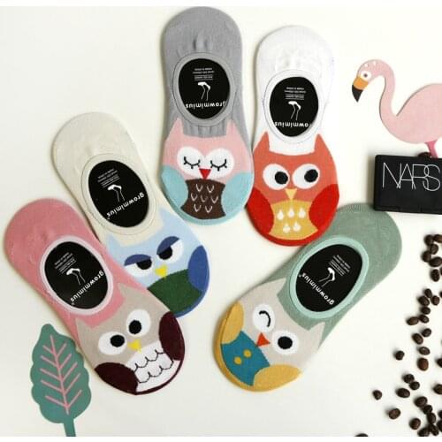 New Owl Summer Silicone Non-slip Invisible Socks Ladies Non-slip Summer Boat Socks Pink Series Interesting Socks Cute Socks