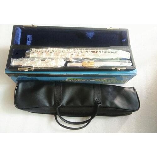 Brand new Best quality New plate silver flute music instrument 17over open E-Key silver C Tune flute Gold Mouthpiece Gift