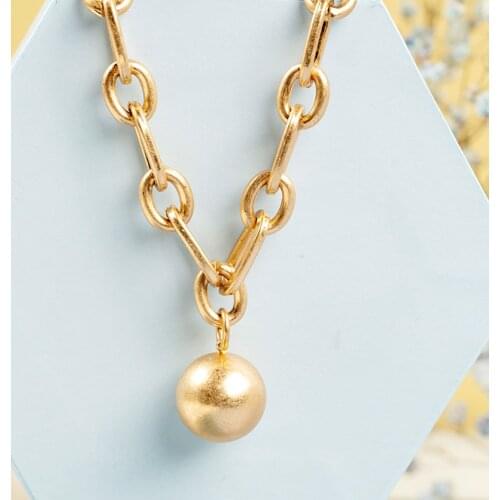 New Hip Hop Metal Thick necklace Chain For Women with round ball Stainless Steel everyday essential Party Jewelry