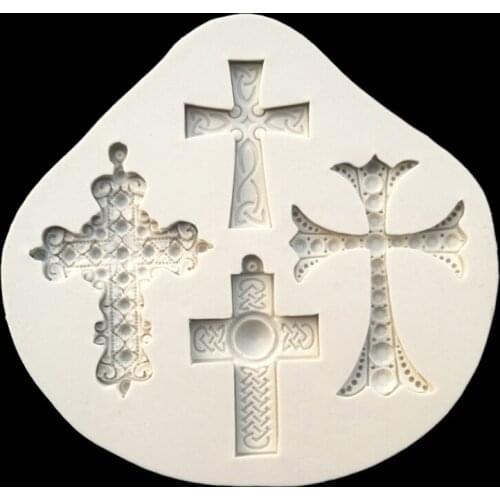 Wholesale 10 Pcs The Cross Silicone Sugarcraft Molds Fondant Cake Decorating Tools