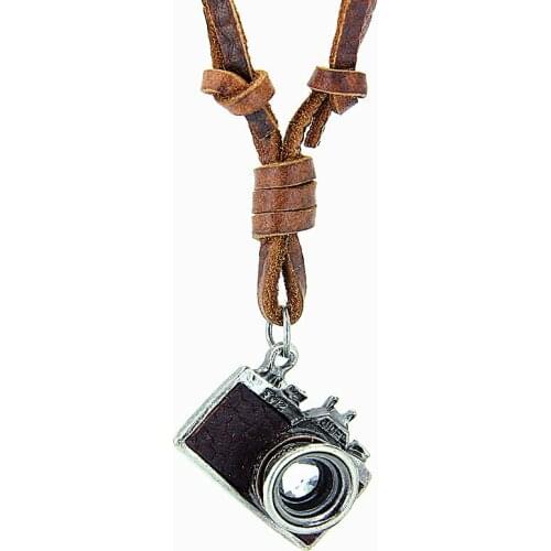 100% Genuine Leather Necklace Punk Vintage Jewelry Camera Pendant Necklace CLPS028