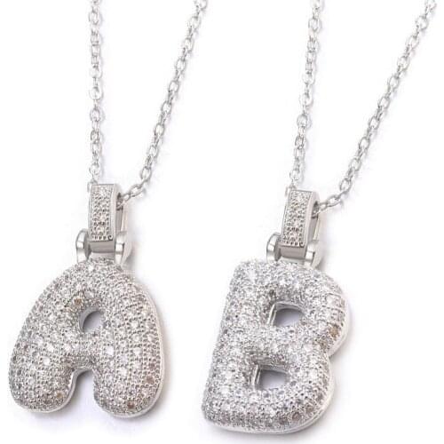 JUYA Necklaces Zircon 26 Letter Pendants Chain Necklaces Mens Zircon Hip Hop Jewelry With 4MM Gold Tennis Chain