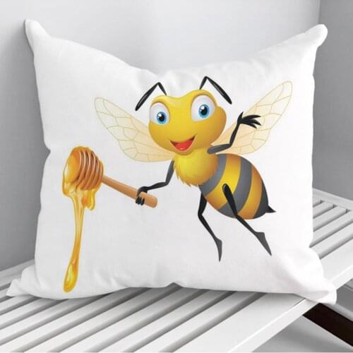 Bee Cartoon Throw Pillows Cushion Cover On Sofa Home Decor 45*45cm 40*40cm Gift Pillowcase Cojines Dropshipping