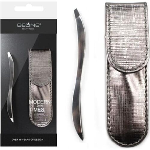 Double Heads Eyebrow Tweezer Steel Slant Tip Point Tip For Face Nose Hair Removal Beauty Makeup Tools with PU Bag