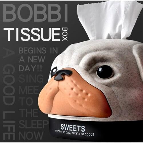 GUANYAO Cartoon Removable napkin holder box Home Kitchen Plastic Tissue Box Creativity Dog head shape bedroom dresser decor
