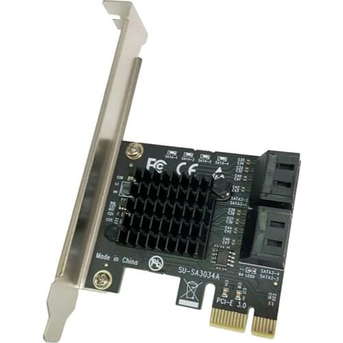 SATA3.0 Expansion Card PCI-E to SATA3.0 4-Port SATA 6Gbps Riser Card IPFS Hard Disk Adapter Card