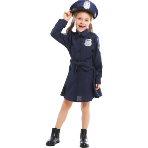 Police Costume for girls Childrens day Cosplay Uniform Halloween Costume Carnival Purim Party Cosplay Costume For Kid