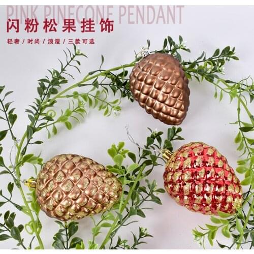 Festival decorations PVC glitter pine cone pendant pendant Christmas tree shopping mall window scene layout pine cone pendant