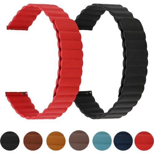 20mm 22mm Leather Strap for Garmin Venu 2 GarminMove 3 GarminActive S Vivoactive 4 Band Magnetic Bracelet Wrist Belt Watchbands