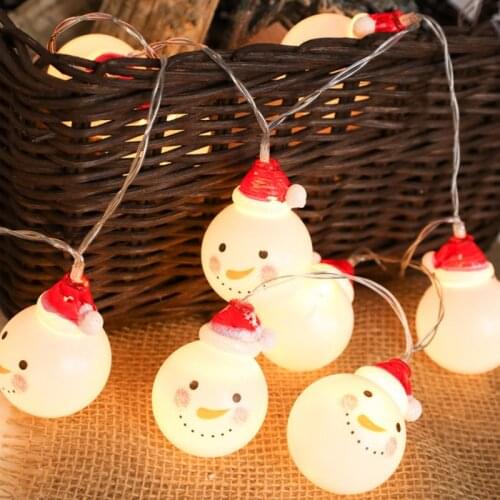 Christmas String Lights Snowman Head USB/Battery Operated LED Christmas Lights for Xmas Indoor Outdoor DIY Patio Tree Decoration