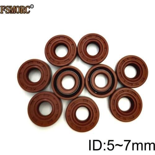 Brown color high quality FKM Shaft Oil Seal TC-5*14*5 5*15*6 6*16*5/6/7 7*17/19*6/8 FPM Covered Double Lip With Garter Spring