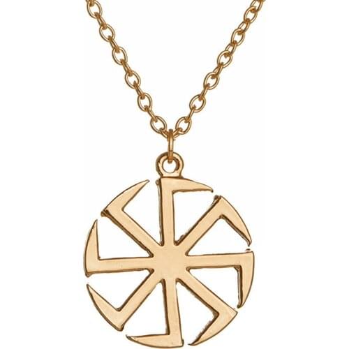 Slavic Kolovrat Amulet Pagan Choker Sun Talisman Wax Cord Religious Pendants Necklace For Date Birthday Woman Man Girl Gift
