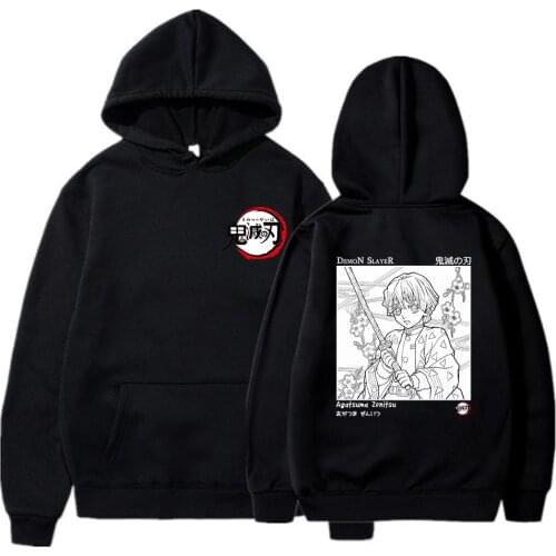 Demon Slayer: Kimetsu No Yaiba Hoodies Japanese Anime Zenitsu Agatsuma Printed Mens Hoodie Streetwear Casual Sweatshirts