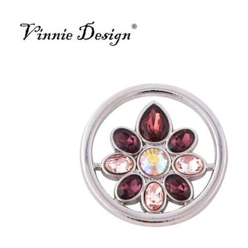 Vinnie Design Jewelry Flores Steelgrey Coin Disc 33mm Large for My Coin Pendant Necklace 5pcs/lot