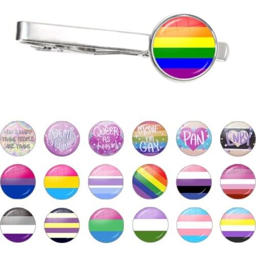 Pride Rainbow Flag Tie Clips Men Fashion Metal Necktie Icons Gay Homosexual Tie Clasp Wedding Suit Accessories Gifts
