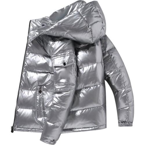 Winter Men Coats Warm Couple Casual Stand Collar Thicken Glossy Short Parka Male Korean Fashion Hooded Down Jacket