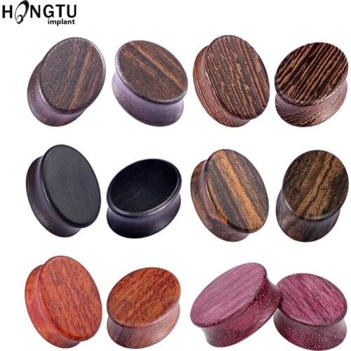 1Pair Oval Wood Ear Plugs and Tunnels Ear Piercings Earlets Screwed Earring Expander Ear Gauges Body Jewelry Piercings