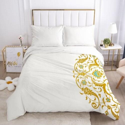 1PCS Duvet Cover Comforter/Quilt/Blanket Case King/Double 3D HD Printed with Zipper 200x220/220x240 Size Bedding Simple Yellow