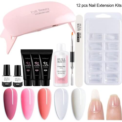 5/8/12pcs Manicure Set Nail Extension gel Kit with UV Lamp Acrylic Quick Building Gel Polish Nail Cleaner Degreaser Tool LA1792