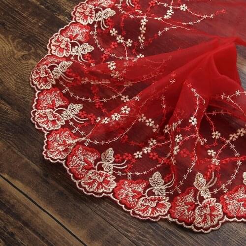 15Yards Red Lace Fabric Ribbon Trim Cloth Accessories DIY Underwear for Home Costura Sewing New Year Decoration