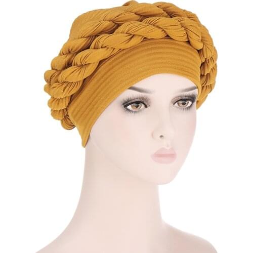 2021 High Quality Fashion Elegant Popular Headscarf New Style Baotou Hat Braid Hat Messy Wrinkled Braid India Cap Women Turban
