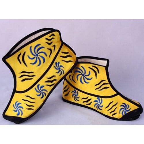 Yellow chinese ancient dynasty boots wu song cosplay shoes monkey king shoes monkey boots vintage swordsman boots