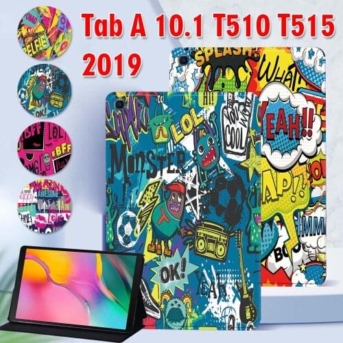 Tablet Case for Samsung Galaxy Tab A 10.1 Inch 2019 SM-T510 T515 Ultra-Slim PU Leather Stand Cover Case T510 T515