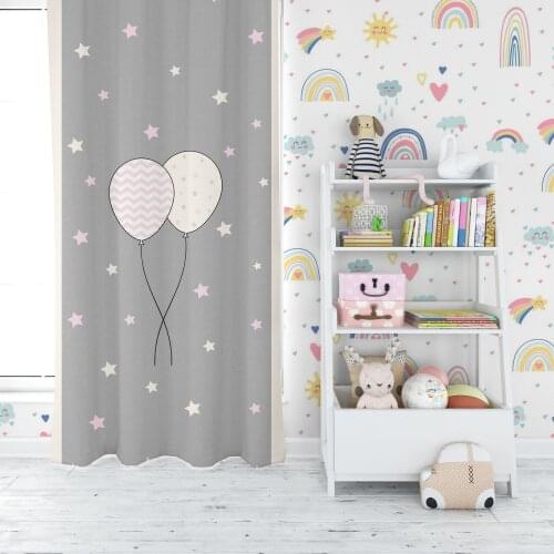 Digital Printed Childrens Room Anti-Allergic, Easy To Clean Cornice and Rustic Rod Compatible Backdrop Curtain