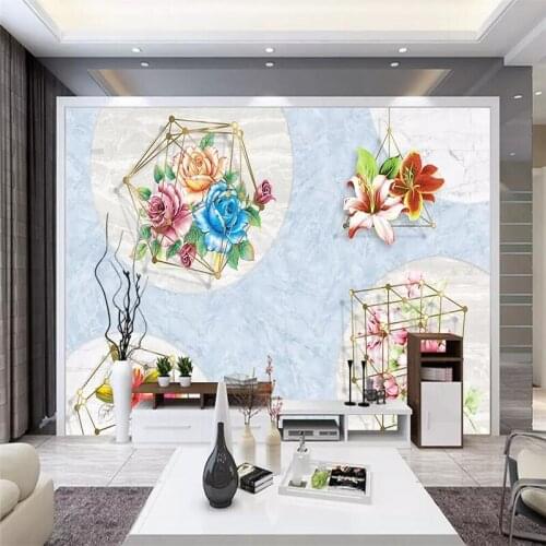 Decorative wallpaper Modern simple floral marble background wall painting