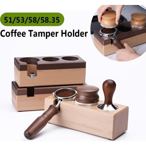 Coffee Filter Tamper Holder Tamper Stand 53/58mm Walnut Wood Espresso Distributor Mat Support Base Rack Barista Tools Accessorie