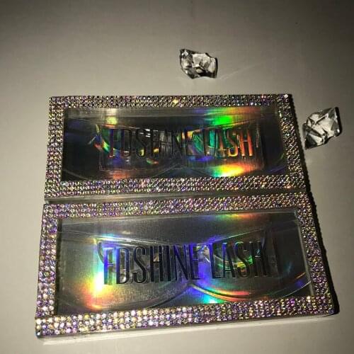 Custom Private Label Rhinestone Eyelashes Packaging for Natural Length Lashes Clear Logo Stickers