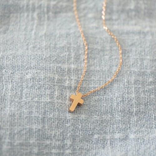 Dainty Necklace,Tiny Rose Gold Cross Necklace,Rose Gold Cross Necklace, Gift for Best Friends,Bridal Shower Gift