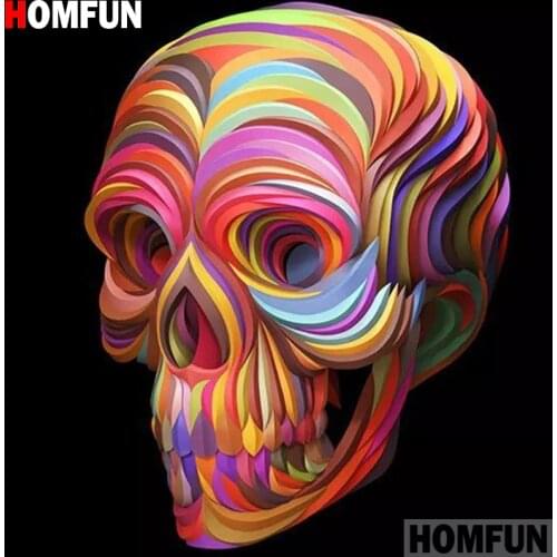 HOMFUN Rhinestone Painting Crystal Decor Diy Diamond Painting "Colored skull" 3D Cross Stitch Pattern Diamond Embroidery A16087