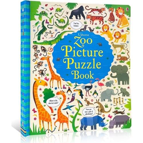Usborne Cardboard Zoo Picture Puzzle Book In English Educational Picture Books Baby kids Reading Book for Children toys Gifts
