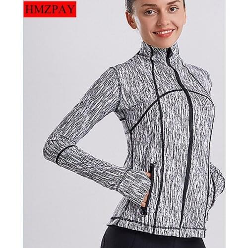 New Zipper Jacket Quick-Drying Yoga Clothes Long-Sleeve Training Street Running Jacket Women Slim Fitness Coat Stand-Up Collar