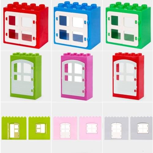 Large Particle Building Blocks House Window Doors Household Accessories Compatible with Duploed Toys For Children Kids Gifts