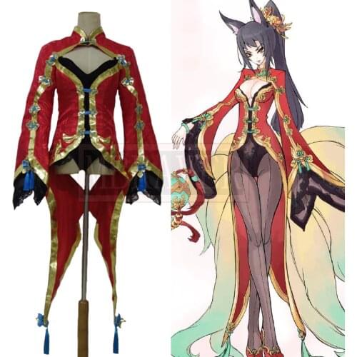 LOL Ahri the Nine-Tailed Fox New Year Style Cos Halloween Uniform Full Set Cosplay Costume Custom Made Any Size