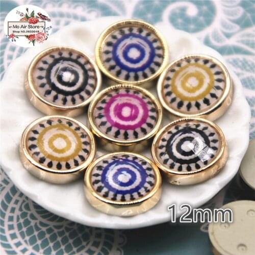 50pcs mix color 12mm round eye flat back Buttons Home Garden Crafts Cabochon Scrapbooking Clothing accessories