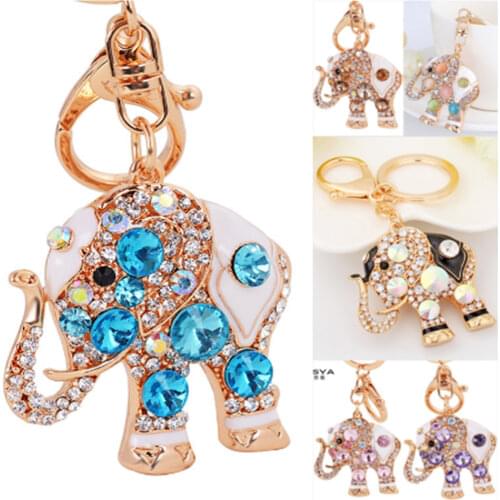 Fashion Keychain Keyring blingbling Rhinestone Elephant Key Chain Ring A236