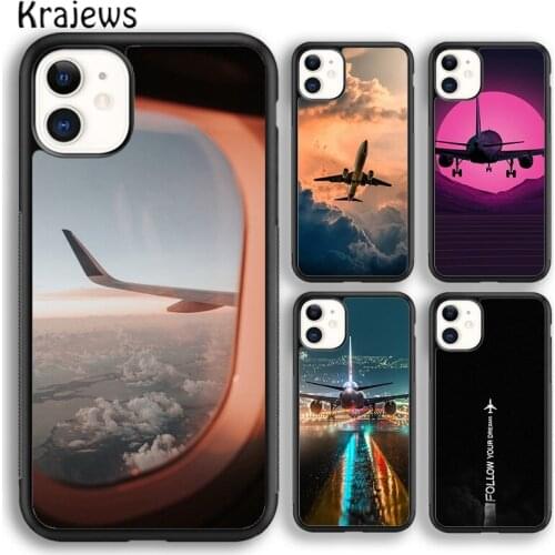Krajews Airplane Plane Travel soft Phone Case Cover For iPhone 5s SE 2020 6s 7 8 plus X XS XR 11 12 mini pro max coque Shell